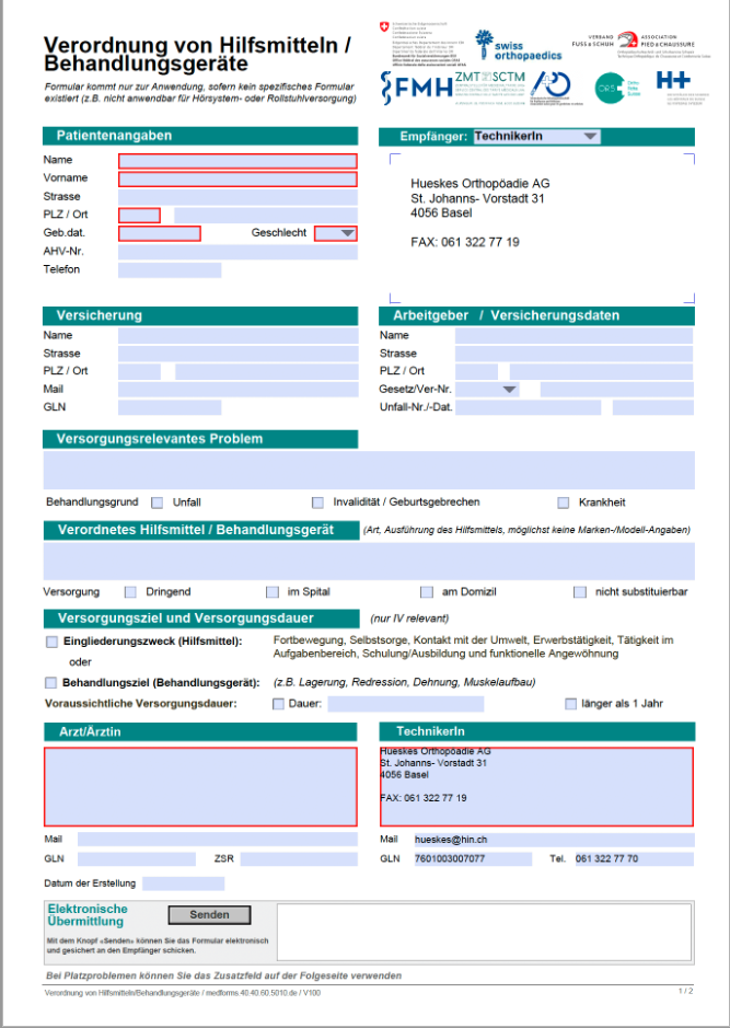 Formular Verordnung Hilfsmittel